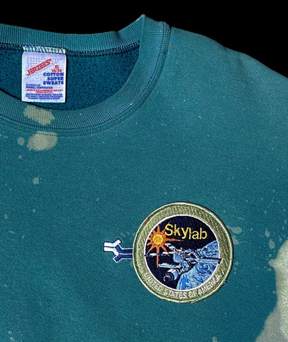 1/1 NASA Skylab USA Russell 90's Bleach Drip Faded Crew Sweatshirt