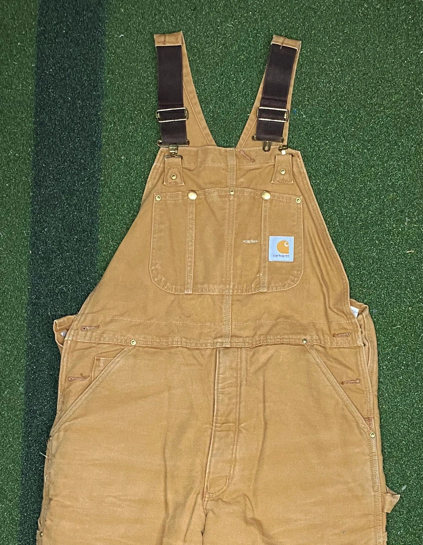 Carhartt Red quilt Lined Winter Workwear Bib Overalls
