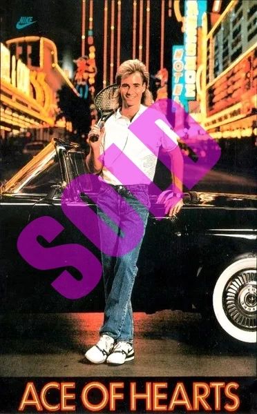 Nike Andre Agassi Ace of Hearts Original Print 90's Poster NEW