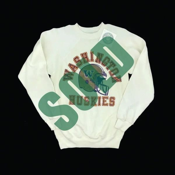 Washington Huskies Off-White 80s Crew Sweatshirt NEW