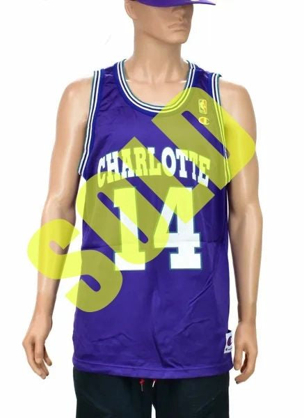 Charlotte Hornets Anthony Mason Champion Jersey Size 48