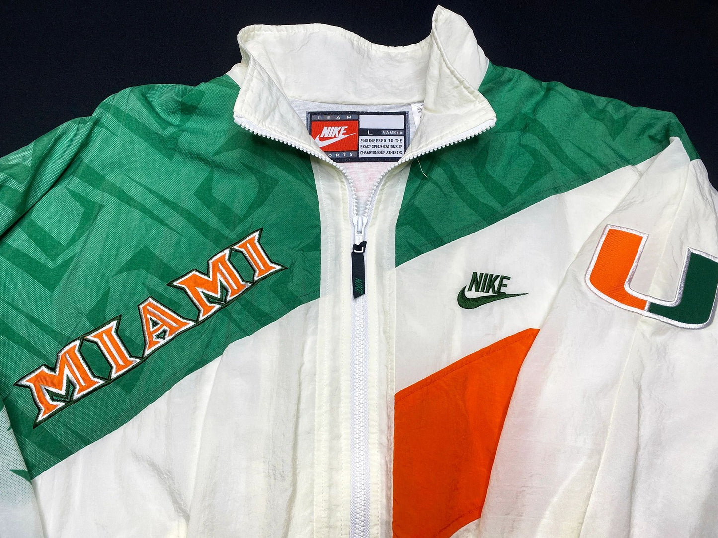 Nike Miami Hurricanes 90's Warm-up Track Jacket Size Large