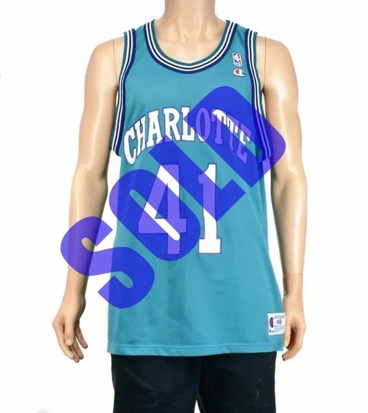 Charlotte Hornets Glen Rice Champion Jersey Sz 48
