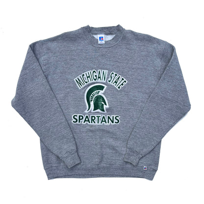 Michigan State University 80's Flocked Tri-Blend Russell Crew Sweatshirt XL