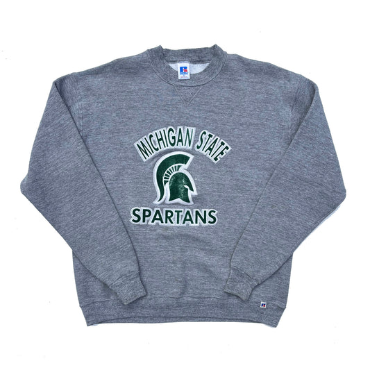 Michigan State University 80's Flocked Tri-Blend Russell Crew Sweatshirt XL