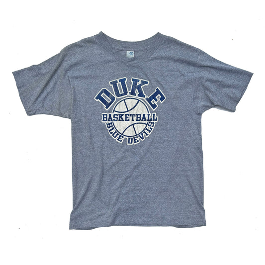 Duke Blue Devils Heather Gray 50/50 Single Stitch T-shirt Size Large