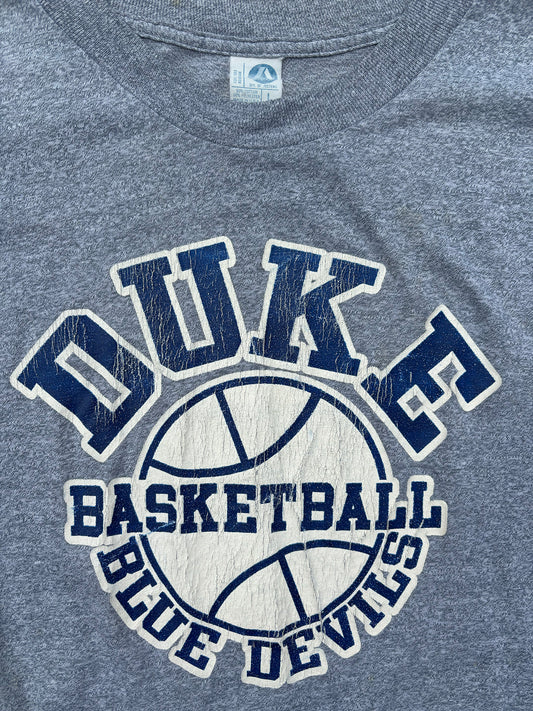 Duke Blue Devils Heather Gray 50/50 Single Stitch T-shirt Size Large