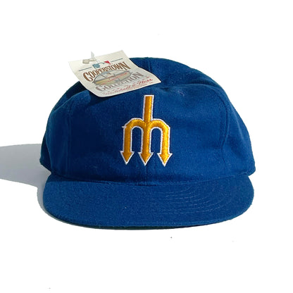 Seattle Mariners Authentic Leather/Wool/Satin Pitchfork 90s Hat NEW