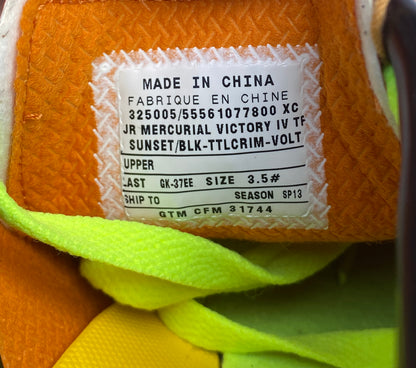 Nike Jr. Mercurial Victory IV TF 2013 Sample NEW Size 3.5