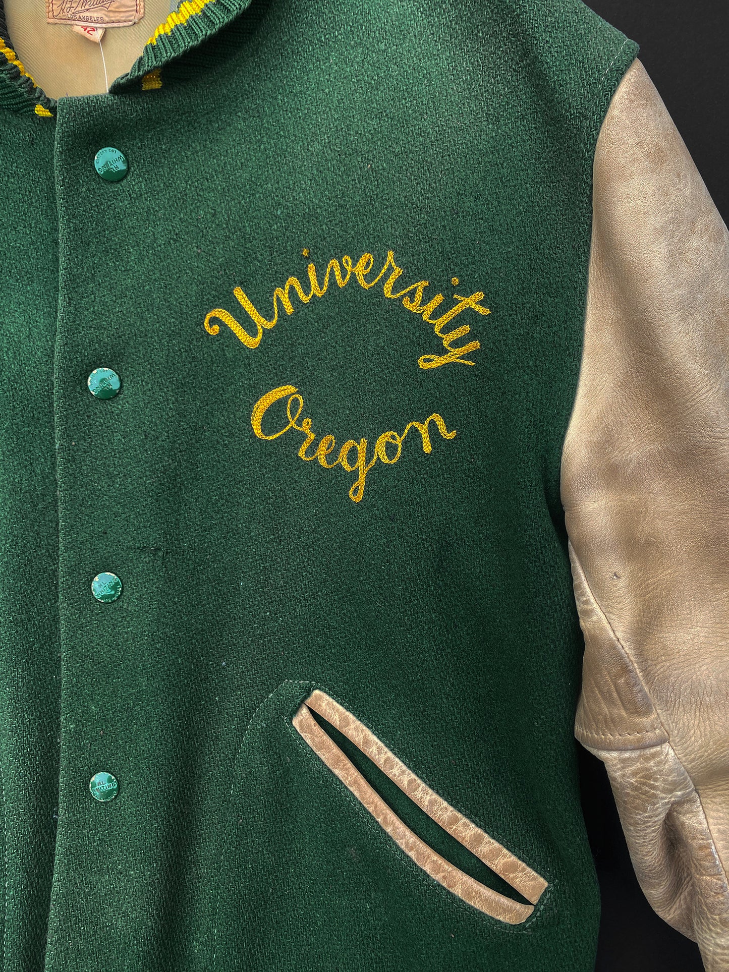 University Oregon UO Ducks 1950s Authentic Letterman Jacket HL Whiting USA