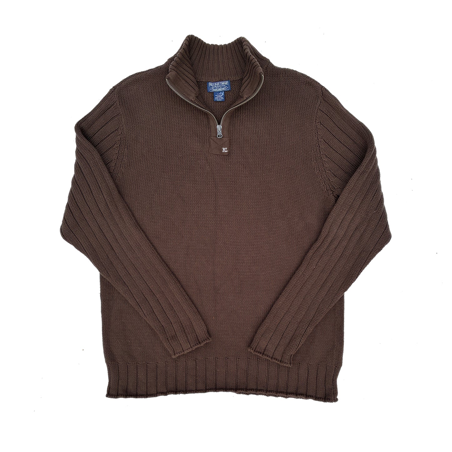 Polo Ralph Lauren Quarter Zip Knit Ribbed Sweater Size Large