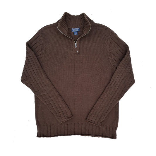 Polo Ralph Lauren Quarter Zip Knit Ribbed Sweater Size Large
