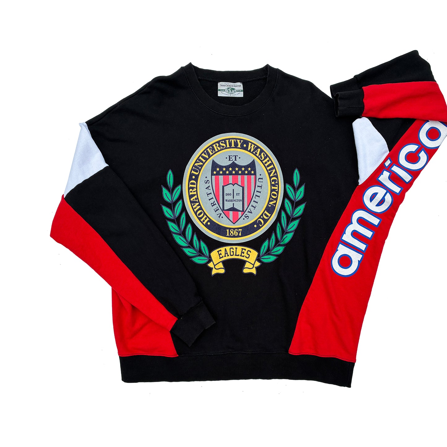 Howard University Color Block Boxy Cut Crew Sweatshirt