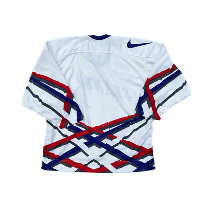 Nike France Olympics Home 90's Hockey Jersey w/ Fight Strap