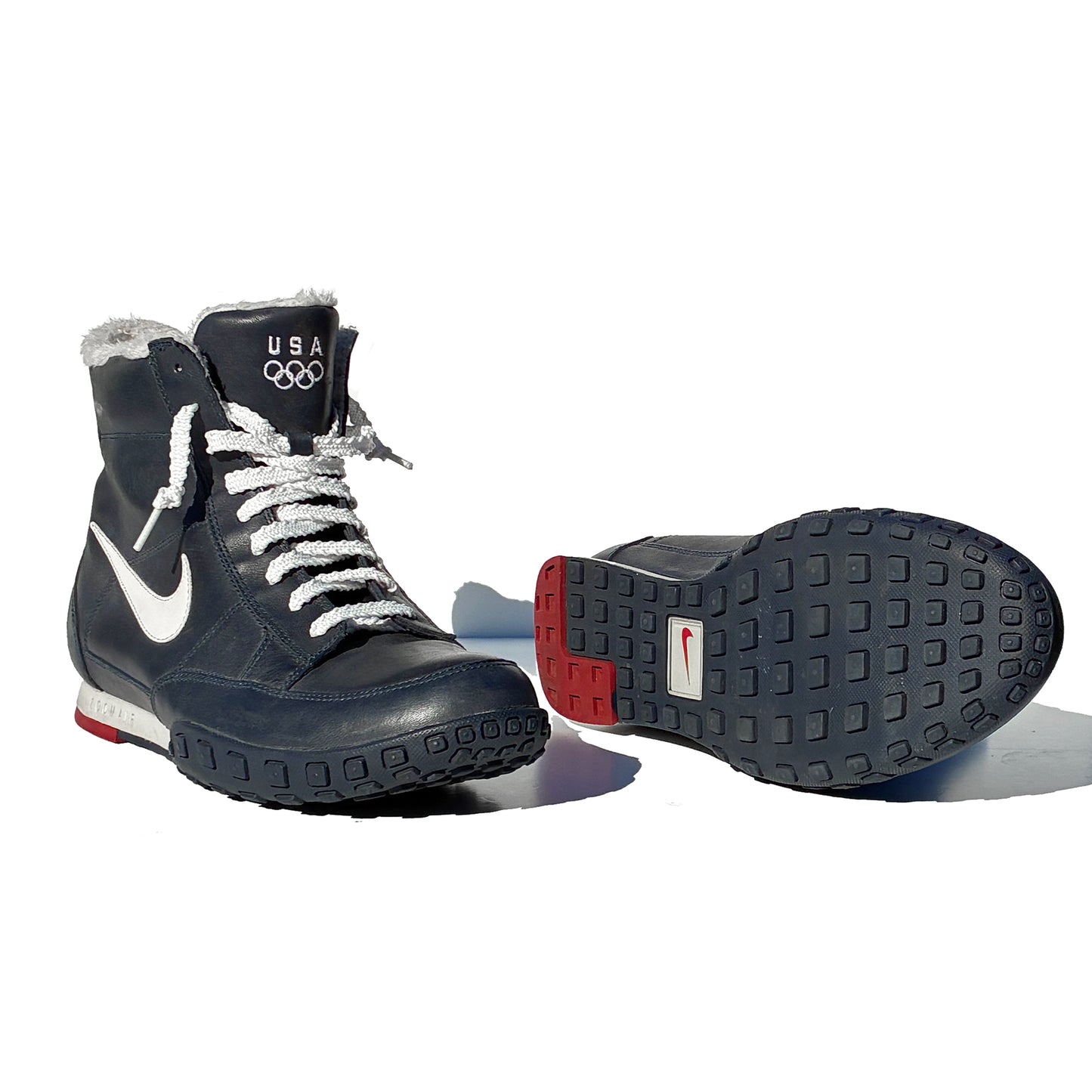 Nike USA Winter Olympics Leather & Fur Zoom Waffle Boot Sample 11.5