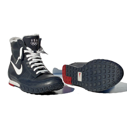 Nike USA Winter Olympics Leather & Fur Zoom Waffle Boot Sample 11.5