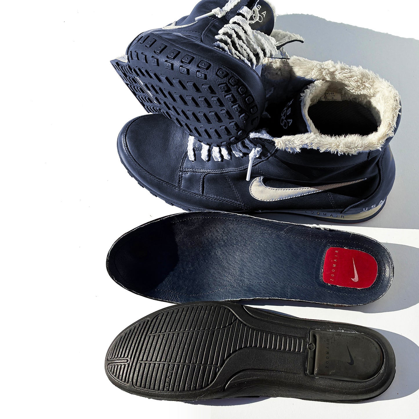 Nike USA Winter Olympics Leather & Fur Zoom Waffle Boot Sample 11.5