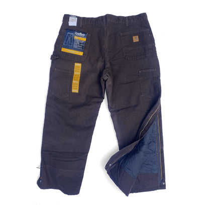 Carhartt Double Front Quilt Lined Sandstone Waist Overall Zip Pants NEW